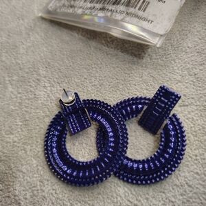 dip Midnight Blue Textured Hoop Earrings